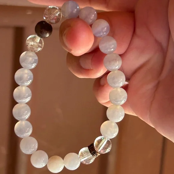 Energy Muse Blue Lace Agate Bracelet Crystal Beads - Picture 1 of 4